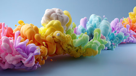 This stunning abstract artwork features vibrant swirls of fluid colors blending together, creating a playful and dynamic visual experience for contemporary design enthusiasts.の素材