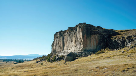 Rocky cliffs of Patagonia with a clear sky offering ample space for copyの素材