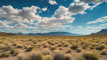 The desert landscape of Nevada with a wide sky for ample copy spaceの素材