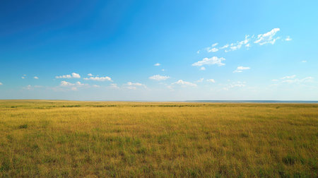 The vast plains of Texas under a bright blue sky, ample space for textの素材