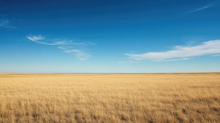 The vast plains of Texas under a bright blue sky, ample space for textの素材
