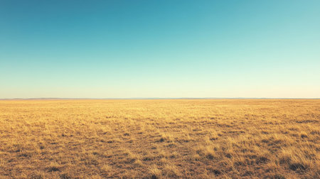 Wide-open plains of Argentina Pampas with a clear sky offering space for copyの素材