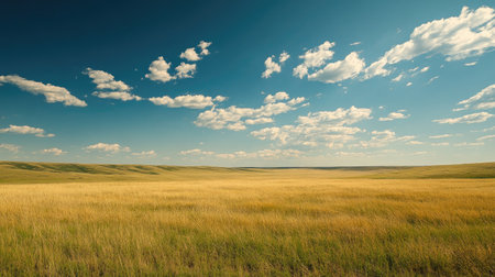 Vast prairies of the Great Plains in the United States, large open sky for textの素材
