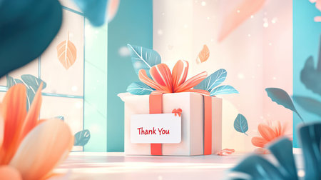 A "Thank You" card on a pastel background, representing gratitude and kindness, with room for World Kindness Day messagesの素材