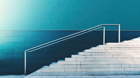 A ramp with a handrail for wheelchair access, symbolizing inclusivity and accessibility, with copy space for National Dayの素材