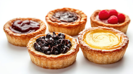 Assorted tarts with custard filling, with room for copy textの素材