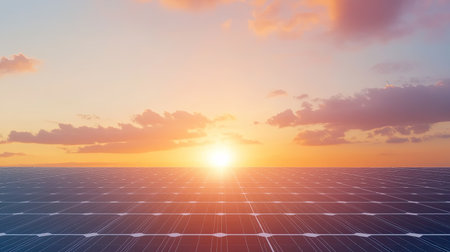 Solar cells on a flat surface with natural light, ideal for captionsの素材