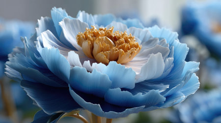 This beautiful blue flower features intricate petals and a bright center, showcasing the delicate artistry of nature. Perfect for floral designs.の素材