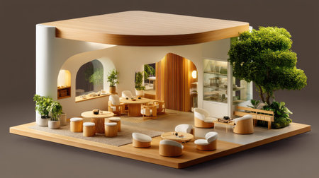 Explore a modern minimalist interior showcasing a stylish open concept space with natural elements, inviting furniture, and a tranquil atmosphere.の素材