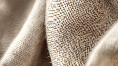 This close-up image reveals the intricate textures of beige linen fabric, highlighting the natural weave and soft finish perfect for fashion and textile projects.の素材