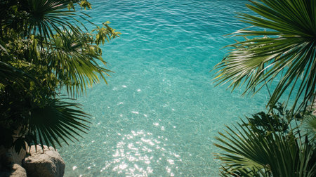 Discover a serene tropical paradise featuring crystal clear water, lush green foliage, and breathtaking scenery that captivates the senses and invites relaxation and exploration.の素材