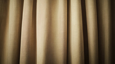 This image captures elegant fabric curtains in warm beige tones, showcasing soft textures and gentle light play, ideal for various interior design projects and inspirations.の素材