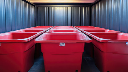 A clean shot of empty storage bins with room to add your promotional messageの素材