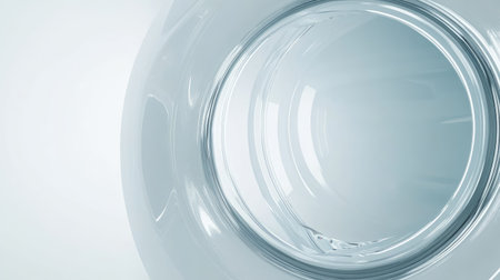 A close-up, abstract image of a clear glass container revealing its inner reflections. Ideal for themes of minimalism, transparency, and modern design.の素材