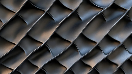 A close-up view of a textured black surface featuring wavy patterns. This modern design element adds depth and sophistication to various creative projects.の素材