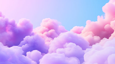 This image features soft purple and pink clouds against a light blue sky, creating a serene and dreamy atmosphere perfect for artistic projects or backgrounds.の素材