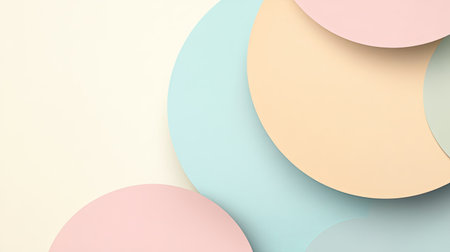 This image features a soothing arrangement of soft pastel circles on a light background, perfect for creative projects, modern designs, or elegant decor ideas.の素材