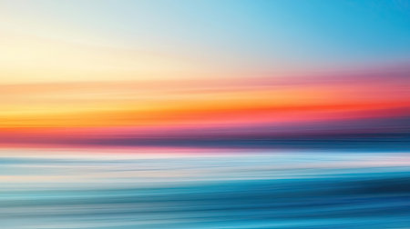 A breathtaking view of a sunset over a peaceful ocean, showcasing vibrant color gradients. This serene landscape evokes feelings of tranquility and beauty.の素材