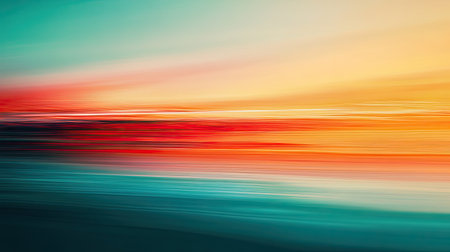 This vibrant abstract landscape features a stunning blend of warm and cool colors, creating a serene and dynamic atmosphere perfect for modern decor.の素材