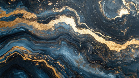 This stunning abstract artwork features swirling blue and gold waves, creating a rich and luxurious effect. Perfect for modern decor or artistic projects.の素材