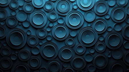 A stunning abstract background featuring a collection of blue circles in various sizes and textures. The design offers depth and dimension, suitable for creative projects.の素材