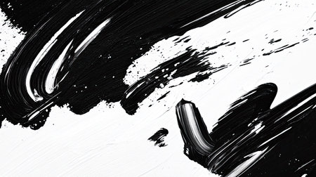 A captivating abstract background featuring bold black and white brush strokes. This texture design adds a modern touch to any creative project or artwork gallery.の素材