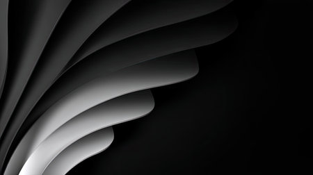 This abstract image features gracefully flowing black and white waves that create a seamless and elegant design, perfect for artistic projects or backgrounds.の素材