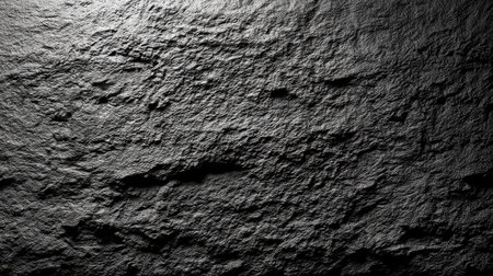 This image features a close-up view of a dark rock surface with intricate textures and patterns. Ideal for design projects or as a background element.の素材