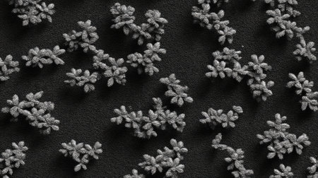 This macro photograph captures intricate textured plant structures arranged against a dark background, showcasing the beauty of nature in detail.の素材