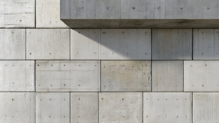 A captivating image of a textured concrete wall featuring geometric shapes and natural lighting, perfect for illustrating modern architecture concepts.の素材