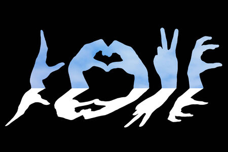The hand symbol for the word love represented by Love the bright and wholesome.の写真素材