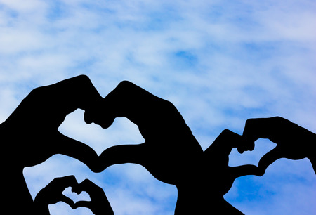 The hand symbol for the word love represented by Love the bright and wholesome.の写真素材