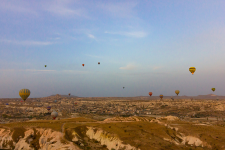 Natural view from goreme hot air balloon.の写真素材