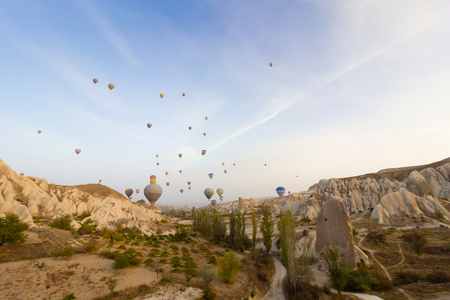 Natural view from goreme hot air balloon.の写真素材
