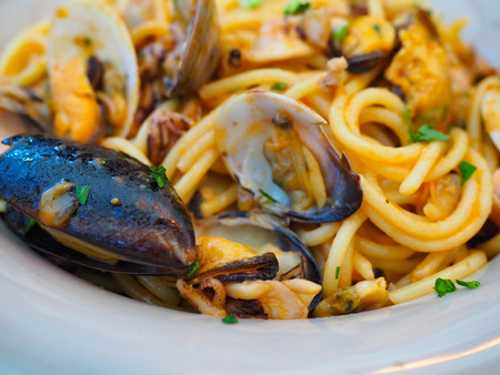 spaghetti seafood, famous food in Italy.の写真素材