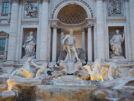 Fontana di Trevi, a popular tourist destination in Italy with beauty and eleganceの写真素材