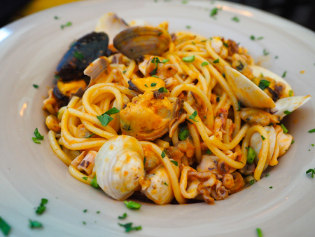spaghetti seafood, famous food in Italy.の写真素材