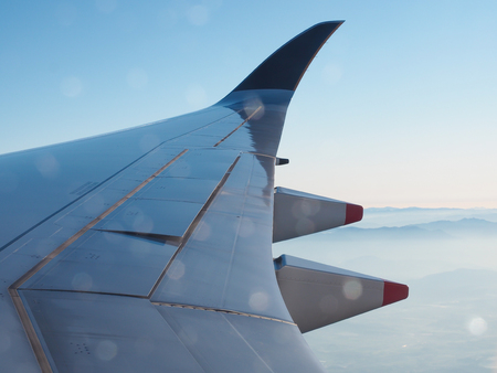 Plane wings and views Take pictures in the planeの写真素材
