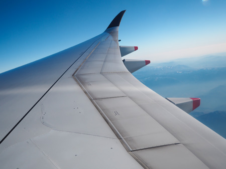 Plane wings and views Take pictures in the planeの写真素材