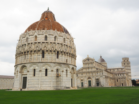 Tourists like to go to the Tower of Pisa, Italy.の写真素材