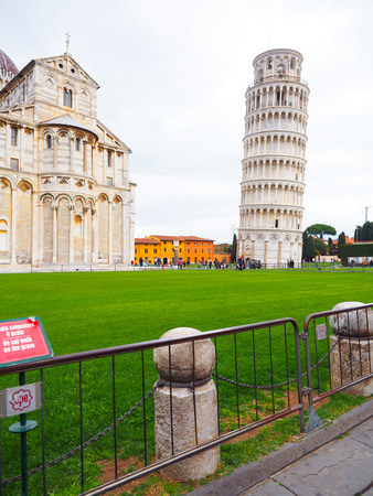 Tourists like to go to the Tower of Pisa, Italy.の写真素材