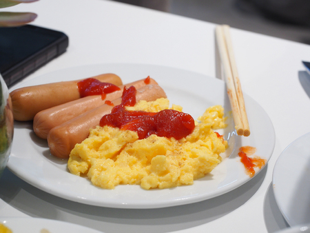 Breakfast of Asian style hotels for touristsの写真素材