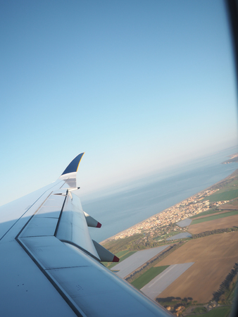 Plane wings and views Take pictures in the planeの写真素材