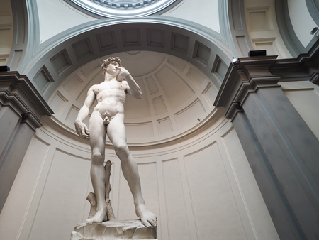 David is a Renaissance sculpture masterpiece of Michelangelo in florence italyのeditorial素材