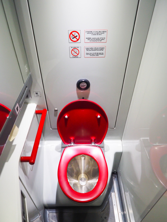 Bathroom on the high-speed train is cramped.の写真素材
