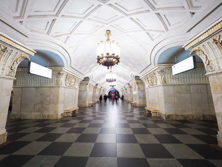 Metro station in moscow A beautiful architecture that is known People's Palaceのeditorial素材