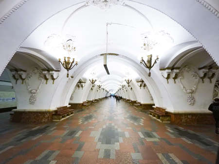 Metro station in moscow A beautiful architecture that is known People's Palaceのeditorial素材