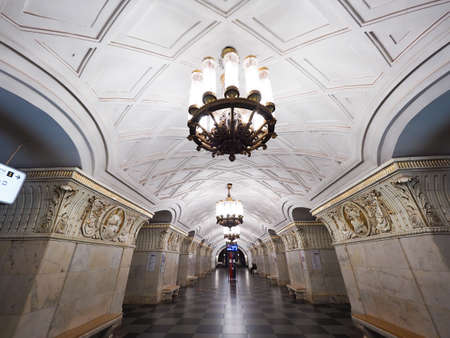 Metro station in moscow A beautiful architecture that is known People's Palaceのeditorial素材