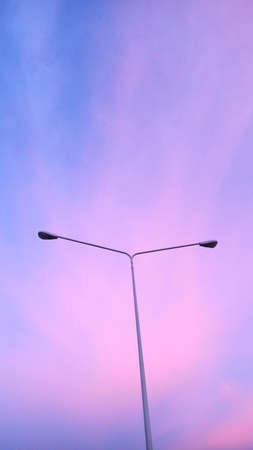 The evening sky with street lightingの写真素材