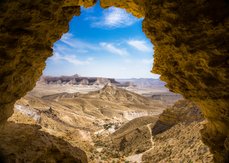 A desert view from a cave. Negev, Israelの写真素材